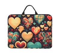 Bjyccar Colorful Hearts - Bolsa para laptop de 14 pulgadas con forro a prueba de golpes y diseño portátil, adecuada para negocios y uso diario.