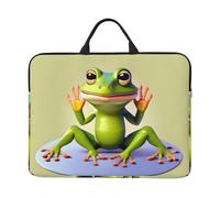 Bjyccar The Funny Frog Doing Yoga - Bolsa para laptop de 14 pulgadas con forro a prueba de golpes y diseño portátil, adecuada para negocios y uso diario.