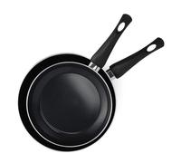 BK Brillante sano cerámica antiadherente inducción compatible 24cm y 28cm sartén Set, horno y caldera seguro hasta 160C, duradero y profesional, apto para lavavajillas, libre de PFAS, negro