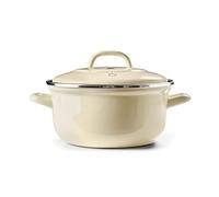 BK Indigo Cacerola Tradicional Holandesa con Esmalte Alemán y Tapa con Revestimiento Cerámico Antiadherente sin PFAS, 24 cm/4,2 Litros, Inducción, Apta para Lavavajillas y Horno, Crema