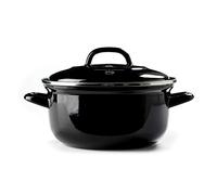 BK Indigo Cacerola Tradicional Holandesa con Esmalte Alemán y Tapa con Revestimiento Cerámico Antiadherente sin PFAS, 26 cm/5,2 Litros, Inducción, Apta para Lavavajillas y Horno, Negra