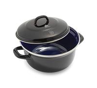 BK Indigo Cacerola Tradicional Holandesa con Esmalte Alemán y Tapa con Revestimiento Cerámico Antiadherente sin PFAS, 20 cm/2,5 Litros, Inducción, Apta para Lavavajillas y Horno, Negra