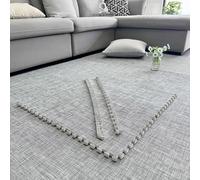 BK&MF Alfombras De Espuma De Ratán Seda Helada Interconectadas, Azulejos De Rompecabezas Frescos Transpirables 60cm, Antideslizantes para Dormitorio,Gris,10Pcs