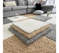 BK&MF Alfombras Puzzle Peludas de Pelo Largo, Azulejos de Espuma Densa de Pelo Largo 60cm, Alfombras Interconectadas Suaves Antideslizantes para Dormitorio,C,10PCS