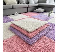 BK&MF Alfombras Puzzle Peludas de Pelo Largo, Azulejos de Espuma Densa de Pelo Largo 60cm, Alfombras Interconectadas Suaves Antideslizantes para Dormitorio,D,10PCS