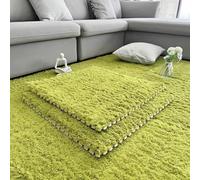 BK&MF Alfombras Puzzle Peludas de Pelo Largo, Azulejos de Espuma Densa de Pelo Largo 60cm, Alfombras Interconectadas Suaves Antideslizantes para Dormitorio,Verde,10PCS