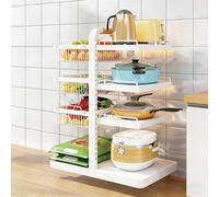 BK&MF Carro de Cocina con Ruedas, Organizador de 3-6 Niveles para Utensilios, Carrito Multiusos con Ruedas Bloqueables, Estantería para Salón, Oficina,Blanca,4 Tier