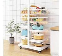 BK&MF Carro de Cocina con Ruedas, Organizador de 3-6 Niveles para Utensilios, Carrito Multiusos con Ruedas Bloqueables, Estantería para Salón, Oficina,Blanca,5 Tier A