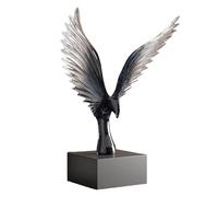 BK&MF Escultura Roc Moderna con Alas Transparentes, Estatua de Águila Negra en Resina de Arte y Lujo con Base, Decoración para Sala Oficina y Vinatero,A,22x9x30cm(9x4x12inch)