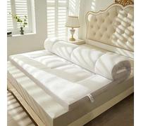 BK&MF Sobrecolchón Acolchado Grueso, colchón Suave con Relleno Fibra Hueca, Funda algodón Transpirable, Plegable Enrollado Dormitorio,Blanca,150x200cm(59x79inch)