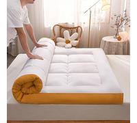 BK&MF Sobrecolchón Extra Grueso, Topper Suave Esponjoso, Protector de colchón Acolchado Relleno con Bandas elásticas para Dormitorio,Naranja,120x200cm(47x79inch)