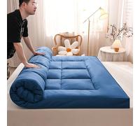 BK&MF Sobrecolchón Extra Grueso, Topper Suave Esponjoso, Protector de colchón Acolchado Relleno con Bandas elásticas para Dormitorio,Azul,120x200cm(47x79inch)