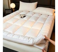 BK&MF Sobrecolchón Grueso 10cm, Relleno Fibra de Soja, Cubierta de colchón algodón Transpirable con Correas elásticas Dormitorio,Blanca,120x200cm(47x79inch)
