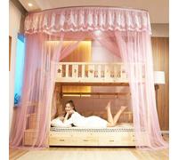 BK&MF Toldo de Cama de Princesa para litera, Cortinado para litera Superior e Inferior, Red Transpirable con Encaje, para decoración de Dormitorio niñas y Adultos,Pink a,180cm (76") King