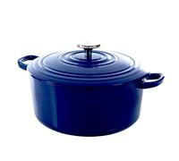 BK Olla de Hierro Fundido con Tapa, Horno Holandés con Revestimiento Esmaltado, Apto para Inducción, Horno y Lavavajillas, 28 cm/ 6.7L, Azul Oscuro