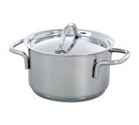 BK Profiline Cacerola de Acero Inoxidable 14 cm/1 L con Tapa, Apta para Inducción, Apta para Horno y Parrilla hasta 230˚C, Duradera y Apilable, Apta para Lavavajillas, Sin PFAS, Plata