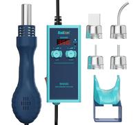 BK858S - Kit compacto de estación de retrabajo de aire caliente, soporte de boquilla integrado, estación de soldadura de pantalla digital, temperatura y flujo de aire ajustables, programa PID