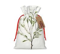 BKDODKS 1 bolsa de regalo de Navidad con estampado de ramitas verdes naturales con cinta para embalaje de caramelos, fiesta de Navidad