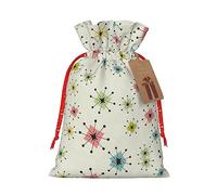 BKDODKS Atomic Stars - Bolsas de regalo de Navidad con etiquetas impresas retro con cinta para dulces y fiestas de Navidad