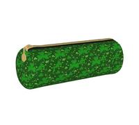 BKDODKS Background St Patrick's Day Glitter Print Adult Leather Pencil Case Pouch Men Women Pencil Pouch with Zipper Lightweight