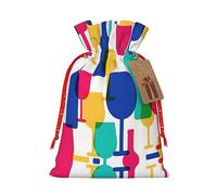 BKDODKS Bolsas de cóctel impresas para botellas de vino, bolsas de regalo de Navidad, etiquetas de cinta, envoltura de caramelos, fiesta de Navidad