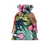 BKDODKS Bolsas de Navidad con estampado de hojas de palma hawaianas tropicales, bolsas de regalo de vacaciones, etiquetas con cinta, envoltura de caramelos, envoltura de fiesta de Navidad