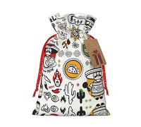 BKDODKS Bolsas de Navidad con símbolos de salsa mexicana, bolsas de regalo festivas, etiquetas con cinta para envolver dulces y fiestas de Navidad