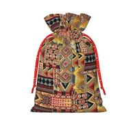 BKDODKS Bolsas de Navidad de tela africana con estampado de retazos, bolsas de regalo festivas con cinta para dulces y fiestas de Navidad