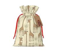BKDODKS Bolsas de Navidad dibujadas a mano con jirafa para regalos de vacaciones, etiquetas con cinta, envoltura de caramelos, fiesta de Navidad