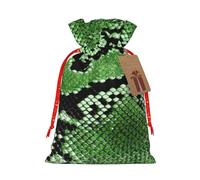 BKDODKS Bolsas de papel con estampado de piel de serpiente verde, etiquetas de regalo de Navidad con cinta, caramelo, fiesta de Navidad