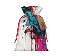 BKDODKS Bolsas de papel de regalo con estampado de salpicaduras de pintura abstracta, etiquetas de regalo de Navidad con cinta para envolver caramelos, fiestas de Navidad