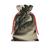 BKDODKS Bolsas de papel de regalo de Navidad impresas chinas, etiquetas de cinta, embalaje de dulces para fiesta de Navidad