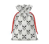 BKDODKS Bolsas de regalo de Navidad con cabeza de esqueleto con estampado monocromático de Halloween con etiquetas de cinta para envolver dulces y fiestas de Navidad