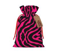 BKDODKS Bolsas de regalo de Navidad con diseño de cebra, tigre, leopardo, rosa, con cinta, caramelo, fiesta de