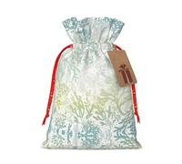 BKDODKS Bolsas de regalo de Navidad con estampado de algas verdes y azules marinas con cinta para dulces y fiestas de Navidad