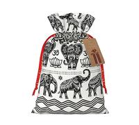 BKDODKS Bolsas de regalo de Navidad con estampado de elefante bohemio con etiquetas de cinta para dulces y fiestas de Navidad