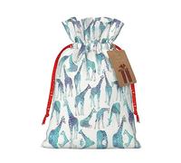 BKDODKS Bolsas de regalo de Navidad con estampado de jirafa con cinta para dulces y fiestas de Navidad
