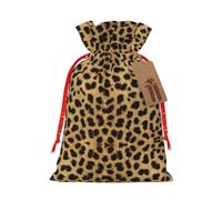BKDODKS Bolsas de regalo de Navidad con estampado de leopardo, etiquetas con cinta para dulces y fiestas de Navidad