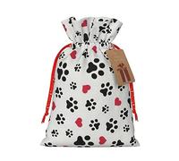 BKDODKS Bolsas de regalo de Navidad con estampado de pata de gato, corazón, cachorro, bolsas de regalo de Navidad para etiquetas de regalo de Navidad con cinta, caramelos y fiestas