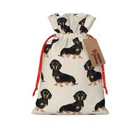 BKDODKS Bolsas de regalo de Navidad con estampado de perro salchicha con cinta para dulces y fiestas de Navidad