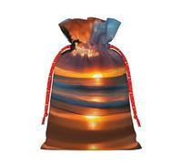BKDODKS Bolsas de regalo de Navidad con estampado de puesta de sol y playa con cinta para dulces y fiestas de Navidad
