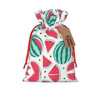 BKDODKS Bolsas de regalo de Navidad con estampado de sandía y frutas, bolsas de regalo con cinta para dulces y fiestas de Navidad