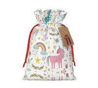 BKDODKS Bolsas de regalo de Navidad con estampado de unicornio, bolsas de regalo de Navidad para regalos de Navidad, etiquetas con cinta para dulces y fiestas de Navidad