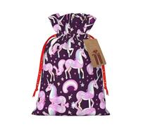 BKDODKS Bolsas de regalo de Navidad con estampado de unicornio, bolsas de regalo de Navidad para regalos de Navidad, etiquetas con cinta para dulces y fiestas de Navidad