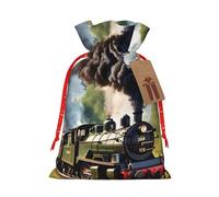 BKDODKS Bolsas de regalo de Navidad con estampado de vapor para regalos de Navidad, etiquetas con cinta para dulces y fiestas de Navidad