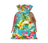 BKDODKS Bolsas de regalo de Navidad con estampado hawaiano estilo de verano, bolsas de regalo con cinta para envolver caramelos, fiesta de Navidad