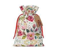 BKDODKS Bolsas de regalo de Navidad con etiquetas impresas de hojas y flores con cinta para dulces y fiestas de Navidad