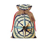 BKDODKS Bolsas de regalo de Navidad con impresión de brújula, bolsas de regalo de Navidad para etiquetas de regalo de Navidad con cintas para envolver dulces y fiestas de Navidad