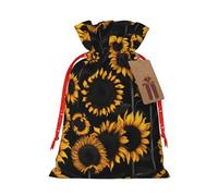 BKDODKS Bolsas de regalo de Navidad, diseño de girasol, flores, etiquetas con cinta para envolver caramelos, fiestas de Navidad