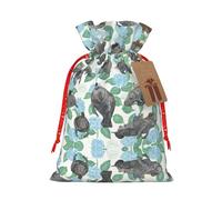 BKDODKS Bolsas de regalo de Navidad, estampado de manatíes, etiquetas de cinta, etiquetas de dulces y fiesta de Navidad